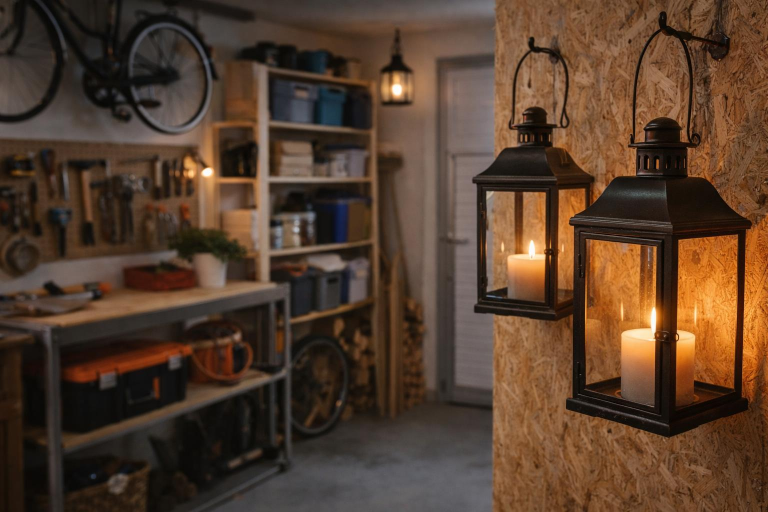 Lanternes dans un garage : astuces déco pour un espace pratique et plein de charme